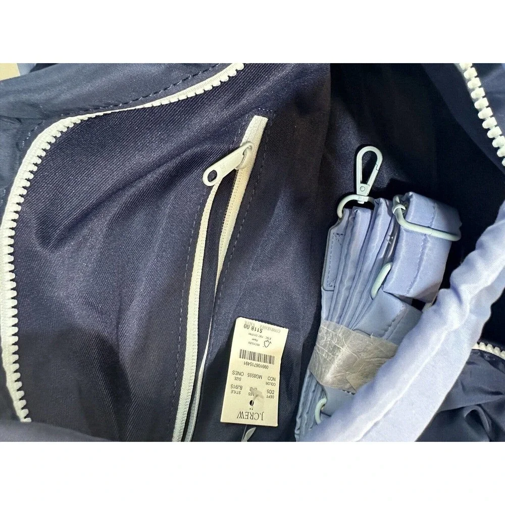 NWT J. Crew Factory Nylon Weekend Duffel Bag Blue Adjustable Strap BJ915 OS - Picture 6 of 9